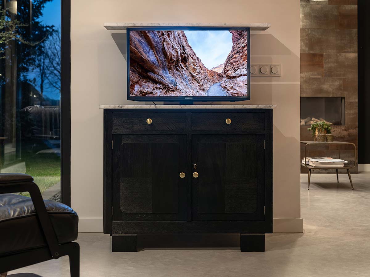 TV lift meubel marmeren blad zwart 32 inch Top Merken Winkel